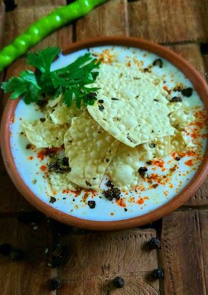 A picture of Black Pepper-Papad Raita.