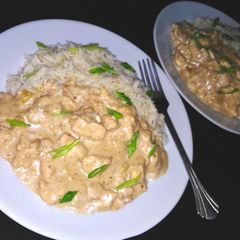 A picture of Apple chicken curry for two.