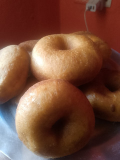 A picture of Homemade doughnuts.