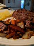 Steak and maple glazed veggies