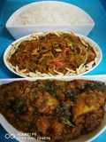 Eggplant salan white rice trakay wali vermicelli