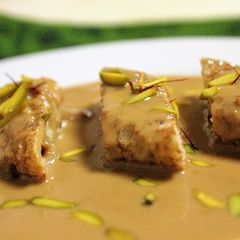 Patishapta Pithe in Caramelised Rabri A picture of Patishapta Pithe in Caramelised Rabri.