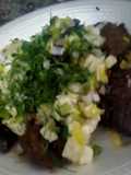 Hígado encebollado con Salsa Inglesa