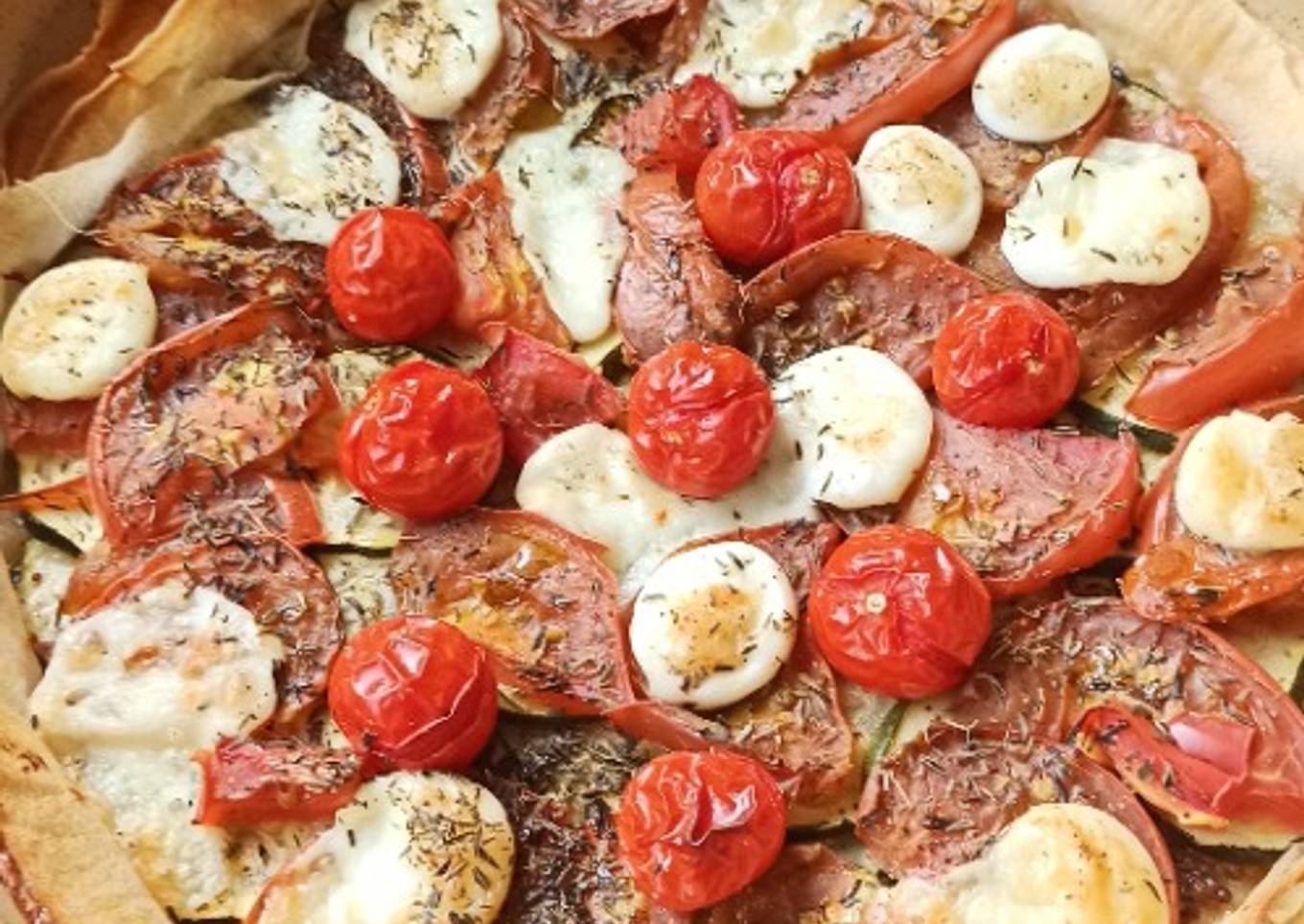 Tarte feuille de brick courgettes tomates mozzarella