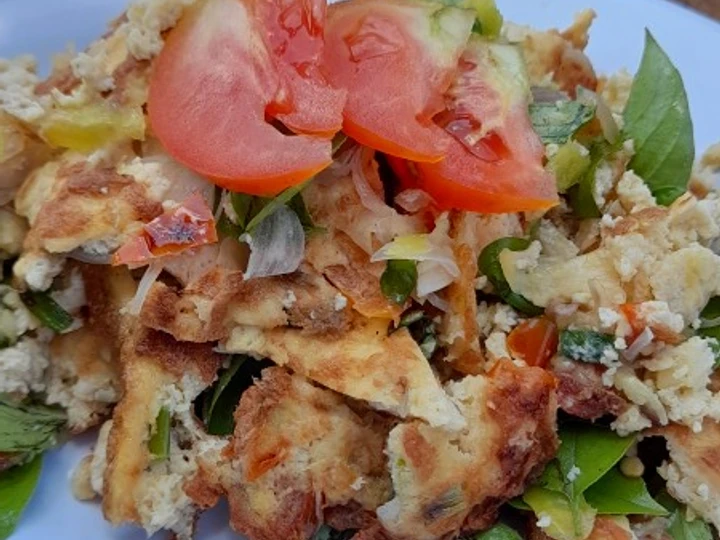 Cara Gampang Membikin Resep 57. Telur Dadar Tahu Geprek yang Bikin Ngiler Anti Ribet, Mantap