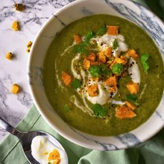 A picture of Creamy Green Goddess Soup With Blue Cheese.