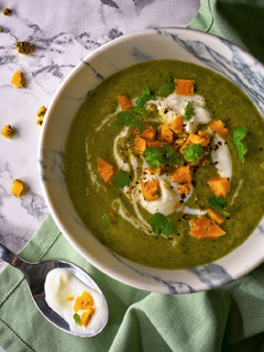 A picture of Creamy Green Goddess Soup With Blue Cheese.