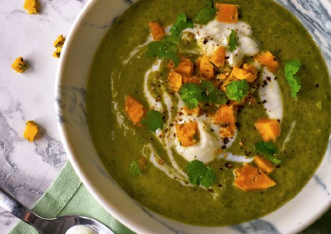 Creamy Green Goddess Soup With Blue Cheese