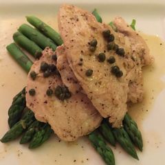 Chicken Scallopine with Verjuice, Capers and Asparagus A picture of Chicken Scallopine with Verjuice, Capers and Asparagus.