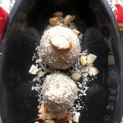A picture of Desiccated coconut and Beetroot Laddu.
