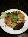 Brad's Chicken Verde casserole over Spanish rice