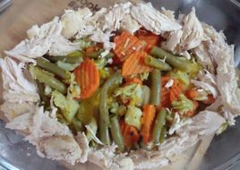 Ensalada tibia de vegetales con pechuga de pollo