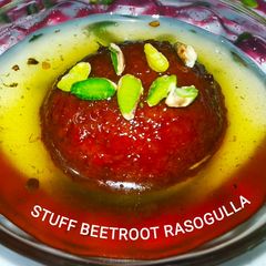 Stuffed beetroot rasogulla recipe A picture of Stuffed beetroot rasogulla recipe.