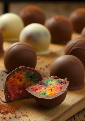 Regenbogen-Pralinen - Für Kinder, alkoholfrei, weizenfrei, zuckerreduziert Rezepthauptbild