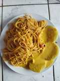 Tallarin con atun y papa a la huancaina