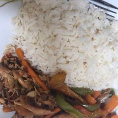 A picture of Stir Fry with White Rice.