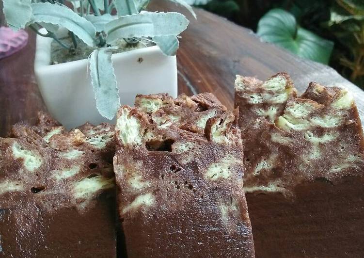 Puding coklat roti tawar pandan