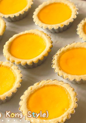 A picture of [COOKING BUBU] Hong Kong-Style Egg Tarts – Crispy Cookie Crust Egg Tarts.