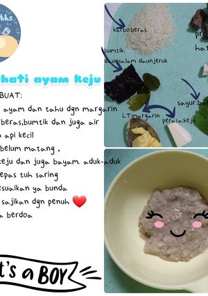Foto resep Bubur hati ayam keju (MPASI 6+)