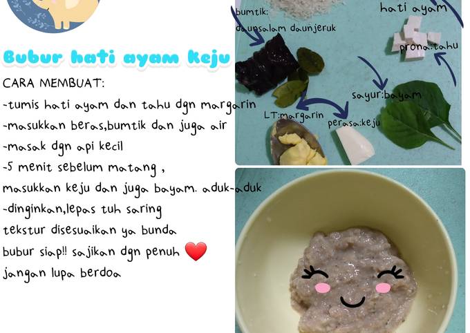 Bubur hati ayam keju (MPASI 6+)