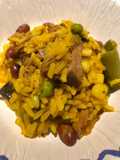 Leftover Steak with Yellow Rice
