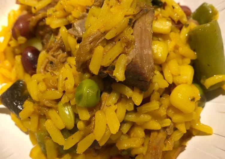 Leftover Steak with Yellow Rice