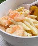 Pasta penne con camarones