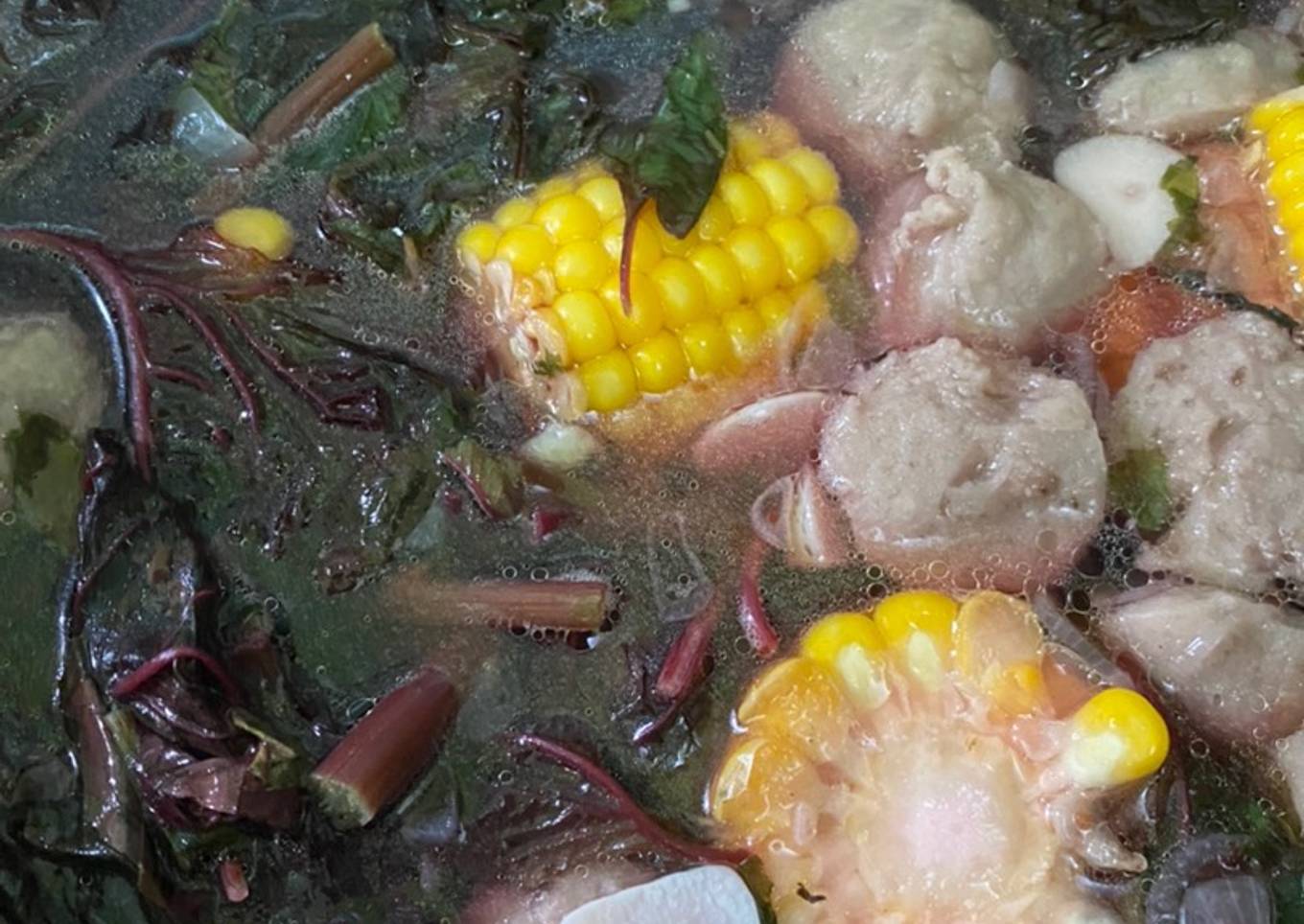 Bayam Merah, Jagung & Bakso