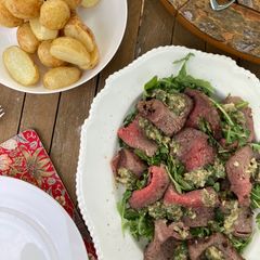 A picture of Mustard crusted silverside roast beef and rocket salad #CookEveryPart.