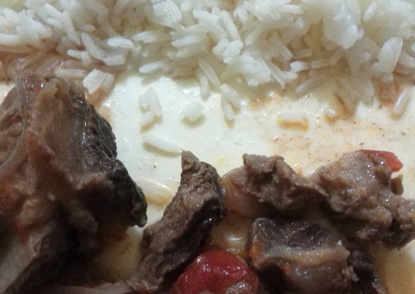 Beef stew served with Rice