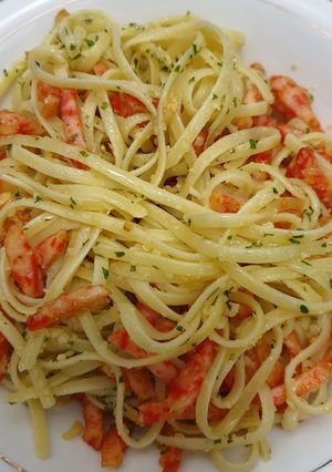 Foto resep Fetuccine Aglio Olio Baso Salmon