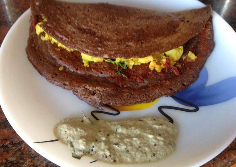 Simple Way to Prepare Quick Ragi Mysore Masala Dosa