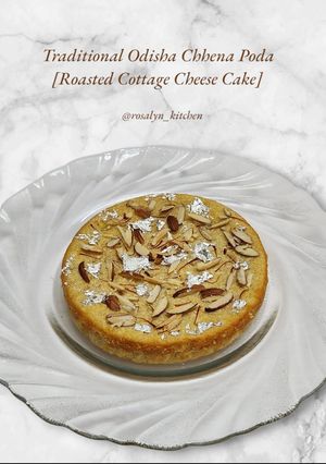 A picture of “Traditional Odisha Chhena Poda – Roasted Cottage Cheese Cake”.