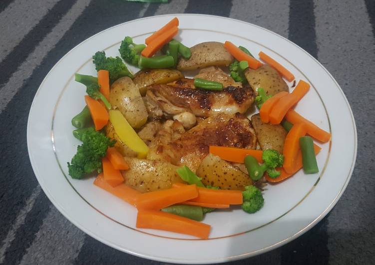 Ayam panggang with salad