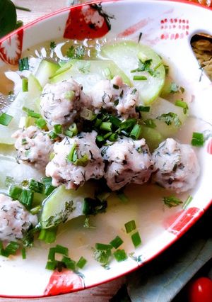 Hình của món Canh bí xanh nấu chả cá.
