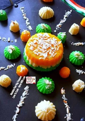 A picture of Tiranga Rava Sheera - Tricolor Sooji Halwa.
