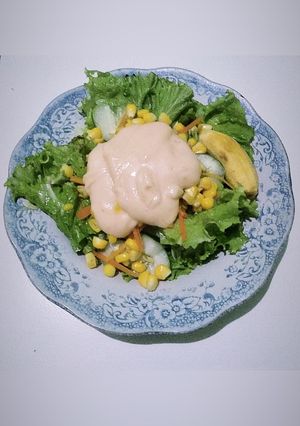Foto resep Vegetables salad with simple dressing (anti-ribet-ribet-club)