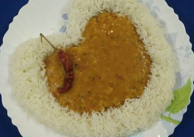 Recipe of Quick Mix dal Fry with steamed Rice