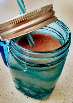 Una foto de Batido de fresas maceradas en azúcar 🍓