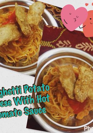 Foto resep Spaghetti Potato Cheese With Hot Tomato Sauce