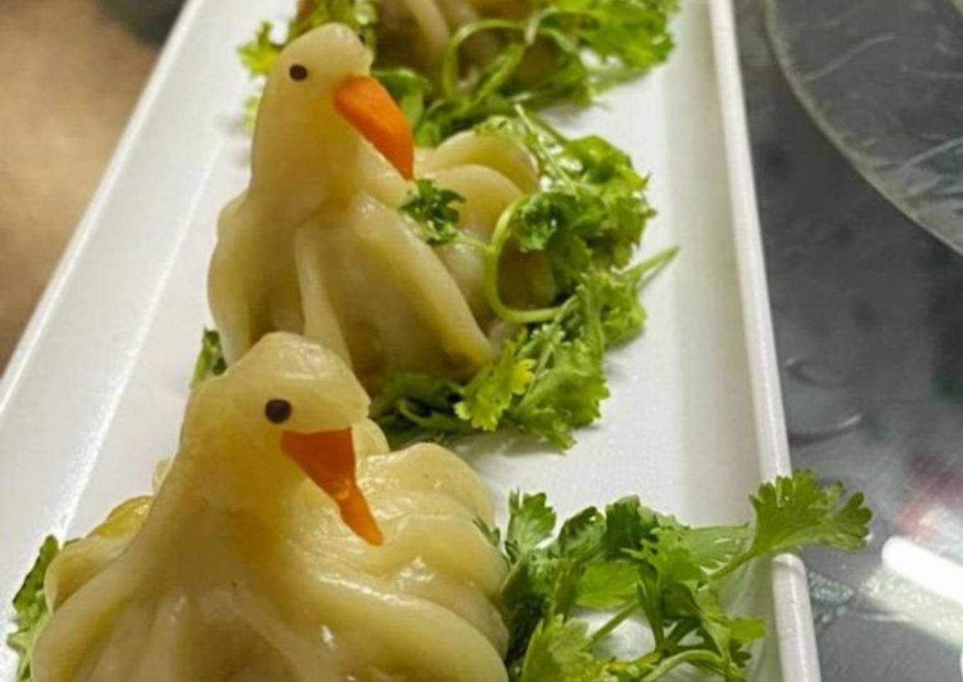 Momos stuffed with egg keema