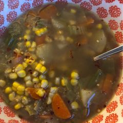 A picture of Sopa Andina: veggie + quinoa soup - vegan.