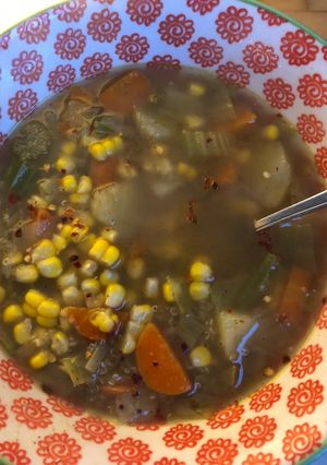 A picture of Sopa Andina: veggie + quinoa soup - vegan.