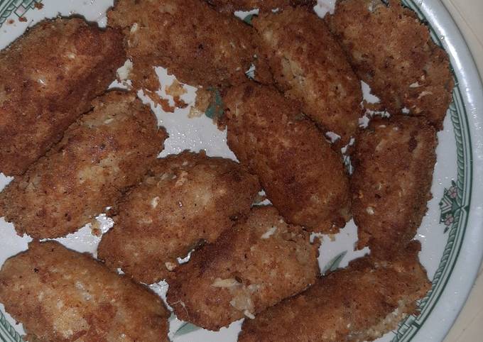 Crispy egg and potato fingers