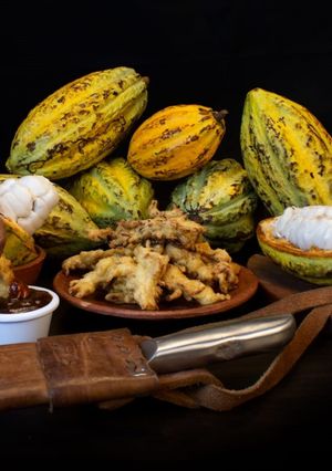 Una foto de Corazones de Cacao Rebozados