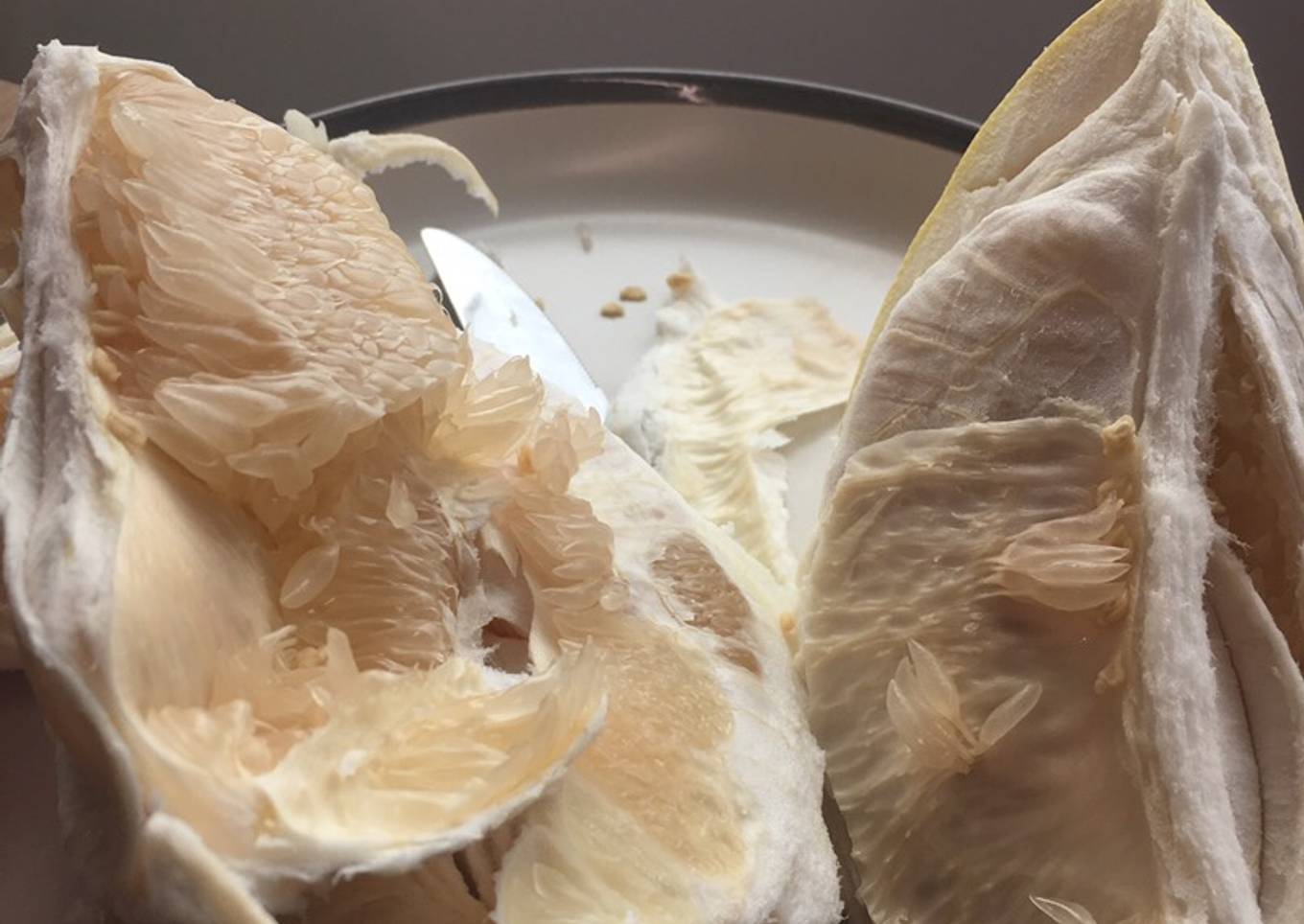 Gigantic Asian grapefruit breakfast