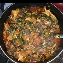 A picture of Okro and Ogbono mixture.