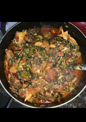 A picture of Okro and Ogbono mixture.