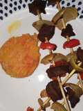 Mini brochetes con puré de verduras