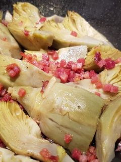 Una foto de Alcachofas con jamón